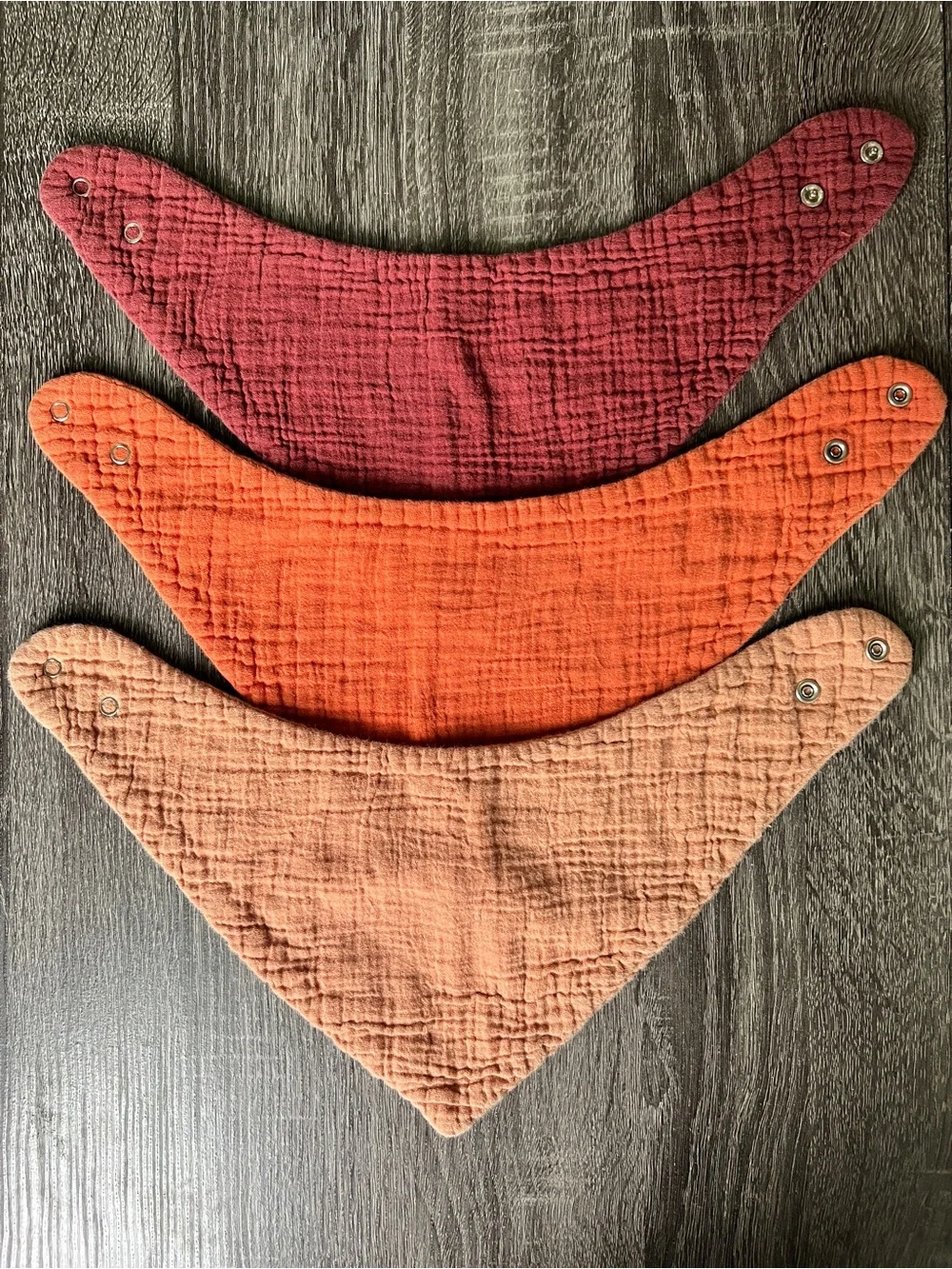 Set of 3 Kids Bandana Bibs in Berry, Orange, and Peach - Soft Cotton